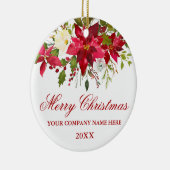 あなたの会社の水彩赤ポインセチアフローラ セラミックオーナメント (右)