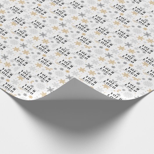 あなたの会社ブランドのクリスマススノーフレークのロゴ ラッピングペーパー (角)