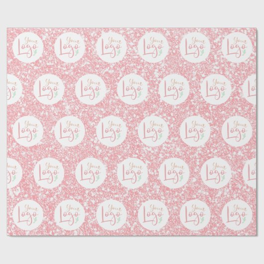 あなたの会社ロゴピンクグリッタープロモーション ラッピングペーパー (フラット)
