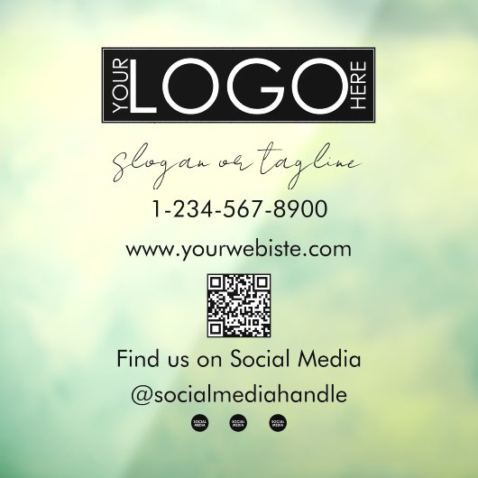 あなたの会社ロゴ ストアフロント QRコード ソーシャルメディア ウィンドウサイン (シート3)