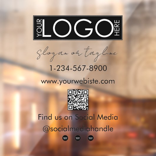 あなたの会社ロゴ ストアフロント QRコード ソーシャルメディア ウィンドウサイン (シート2)