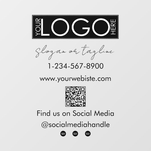 あなたの会社ロゴ ストアフロント QRコード ソーシャルメディア ウィンドウサイン (シート)