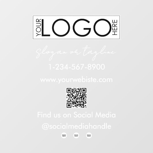 あなたの会社ロゴ ストアフロント QRコード ソーシャルメディア ウィンドウサイン (シート)