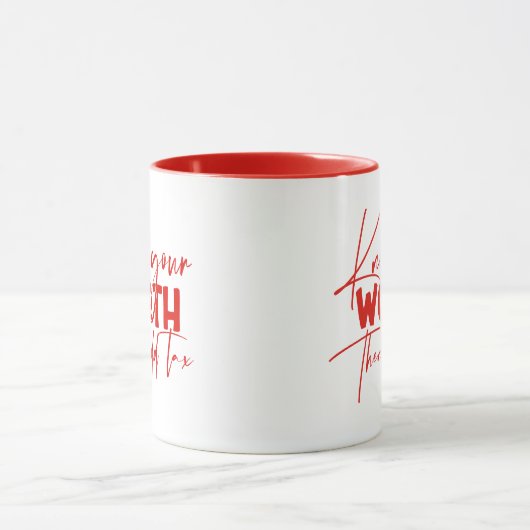 あなたの価値を知る感動的やる気を起こさせる引用文 マグカップ (中央)