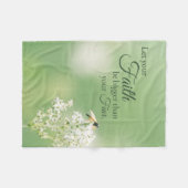 "あなたの信頼の… "キリスト教の引用文の花柄の花許可して下さい フリースブランケット (正面(横))