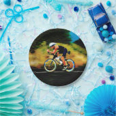 あなたの個人名のカラフルな自転車のライダー ペーパープレート (パーティー)