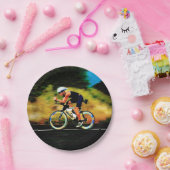 あなたの個人名のカラフルな自転車のライダー ペーパープレート (パーティー)