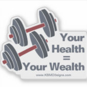 あなたの健康=あなたの富を促進ダンベル シール (正面)