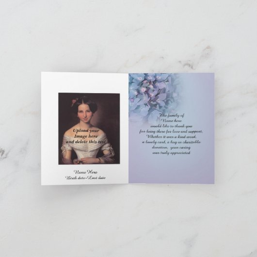 あなたの優しい気持ちを表す紫陽花に感謝します サンキューカード (内部)