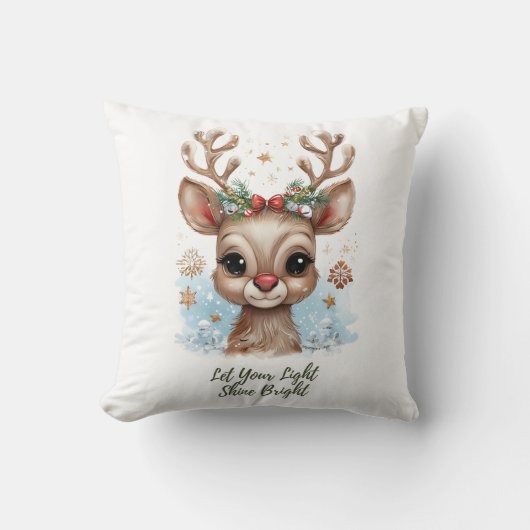 あなたの光を明るいトナカイ装飾用クッション クッション (正面)