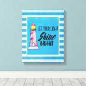 あなたの光を輝かせ明るいライトハウスタイポグラフィ キャンバスプリント (インサイチュ (ウッドフロア))