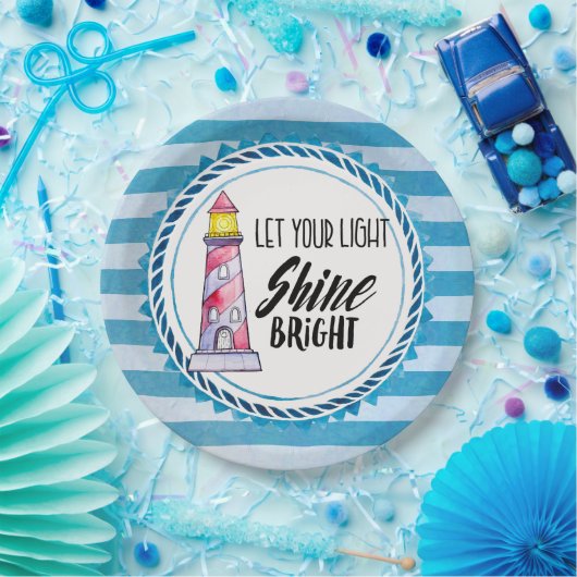 あなたの光を輝かせ明るいライトハウスタイポグラフィ ペーパープレート (パーティー)