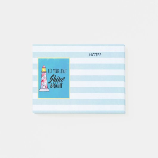 あなたの光を輝かせ明るいライトハウスタイポグラフィ ポストイット (正面)