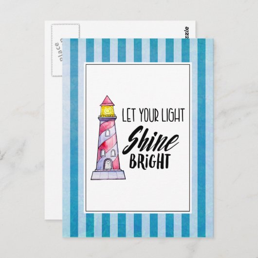 あなたの光を輝かせ明るいライトハウスタイポグラフィ ポストカード (正面/裏面)