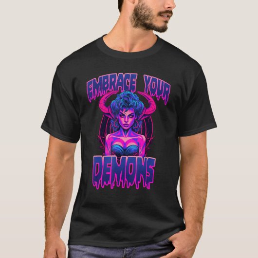 あなたの内の悪魔80s死の金属の吸盤を受け入れる tシャツ (正面)