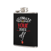 あなたの内部の小妖精や小人のおもしろいで及びかわいいクリスマスを祝って下さい フラスク (左)