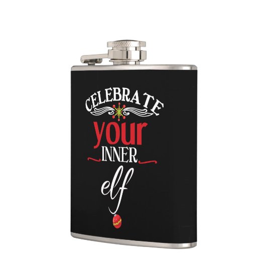 あなたの内部の小妖精や小人のおもしろいで及びかわいいクリスマスを祝って下さい フラスク (左)