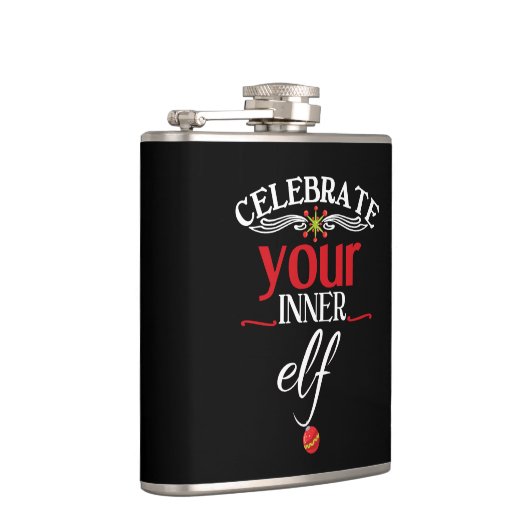 あなたの内部の小妖精や小人のおもしろいで及びかわいいクリスマスを祝って下さい フラスク (右)
