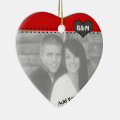 あなたの写真およびイニシャルの初めてのクリスマスのオーナメント セラミックオーナメント (右)