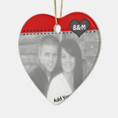 あなたの写真およびイニシャルの初めてのクリスマスのオーナメント セラミックオーナメント (左)