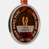 あなたの写真およびパーソナライズなバスケットボールのオーナメント メタルオーナメント (右)