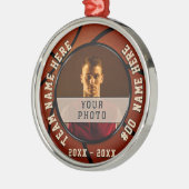 あなたの写真およびパーソナライズなバスケットボールのオーナメント メタルオーナメント (左)