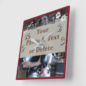 あなたの写真および文字パーソナライズな犬の柱時計 スクエア壁時計 (傾斜)