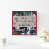 あなたの写真および文字パーソナライズな犬の柱時計 スクエア壁時計 (ホーム)