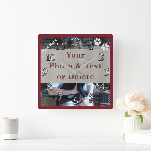 あなたの写真および文字パーソナライズな犬の柱時計 スクエア壁時計 (ホーム)