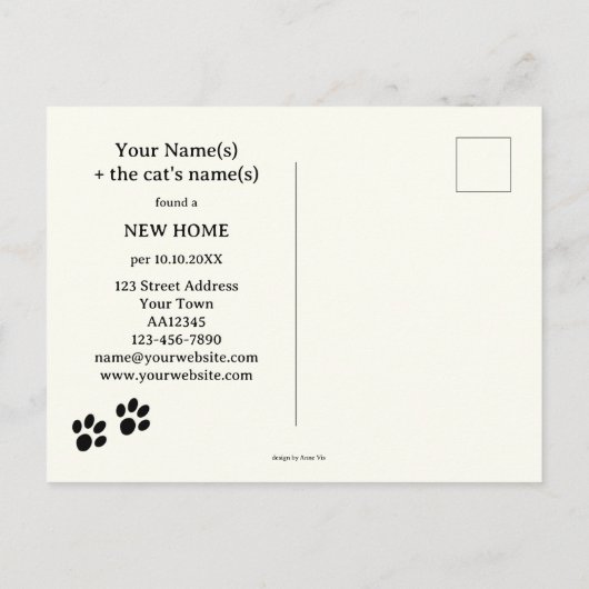 あなたの写真かわいい子猫の新しいアドレス ポストカード (裏面)