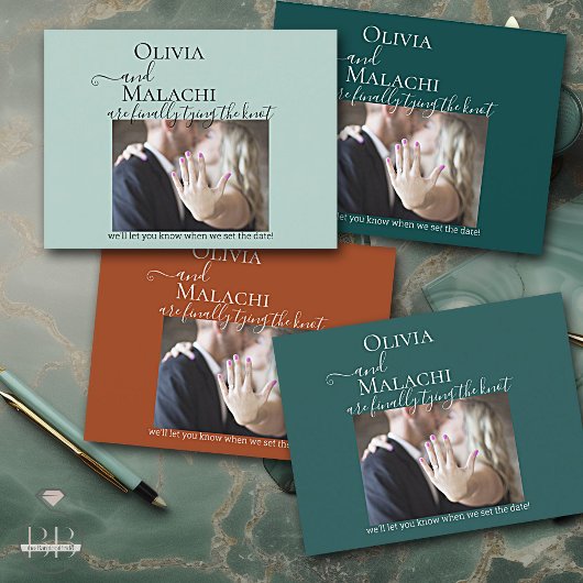 あなたの写真がついに結ぶ結び目婚約 案内ポストカード