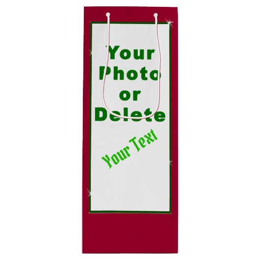 あなたの写真が付いているカスタマイズ可能なギフト用包装紙のバッグ、文字 ワインギフトバッグ (正面)