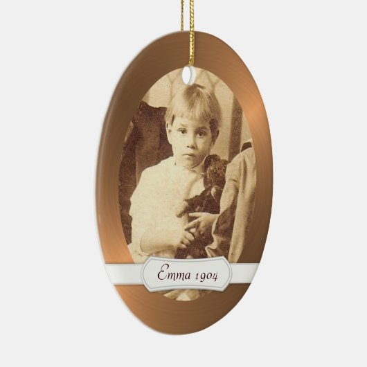 あなたの写真が付いている楕円形の陶磁器のオーナメントの銅のボーダー セラミックオーナメント (右)