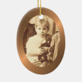 あなたの写真が付いている楕円形の陶磁器のオーナメントの銅のボーダー セラミックオーナメント (裏面)