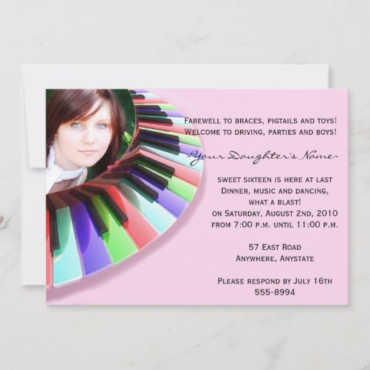 あなたの写真とのキーボードの無秩序 招待状 (正面)