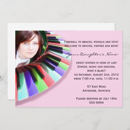 あなたの写真とのキーボードの無秩序 招待状 (正面/裏面)