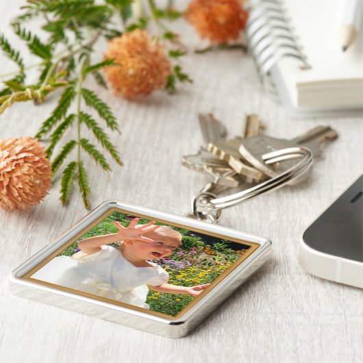 あなたの写真とのパーソナライズな写真のキーホルダー キーホルダー (側面)