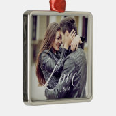 あなたの写真とのモダンな愛|エレガントな書道 メタルオーナメント (右)