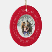 あなたの写真とオリジナルハンドラウンのクリスマスリース セラミックオーナメント (右)