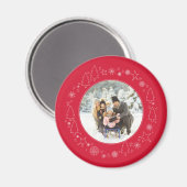 あなたの写真とオリジナルハンドラウンのクリスマスリース マグネット (正面/裏面)