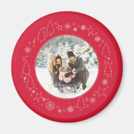 あなたの写真とオリジナルハンドラウンのクリスマスリース マグネット