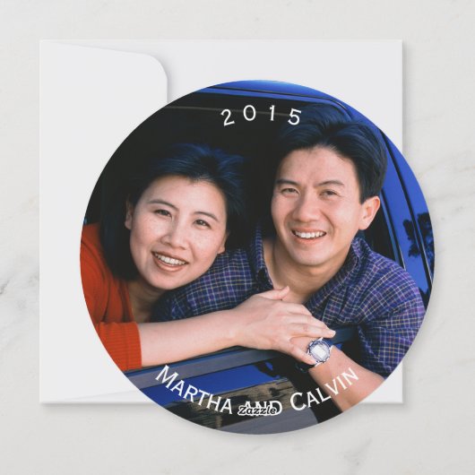 あなたの写真とクリスマスグリーティングカードのラウンド シーズンカード (裏面)