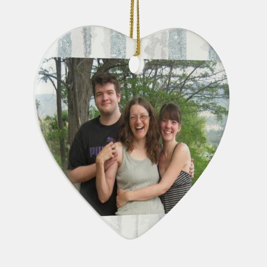 あなたの写真とクリスマスグリーティング(鳥)ショウジョウコウカンチョウ樺の木 セラミックオーナメント (右)