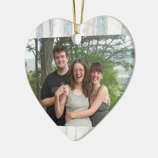 あなたの写真とクリスマスグリーティング(鳥)ショウジョウコウカンチョウ樺の木 セラミックオーナメント (左)