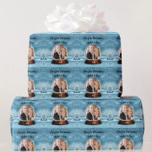 あなたの写真とグリーティングススノーグローブ ラッピングペーパー