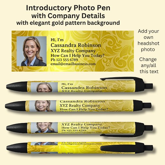あなたの写真とゴールド＆ブラックの紹介 黒ボールペン