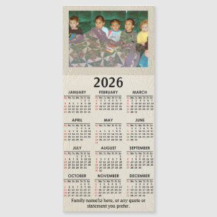 あなたの写真とテキスト付きの2026年マグネットカレンダー