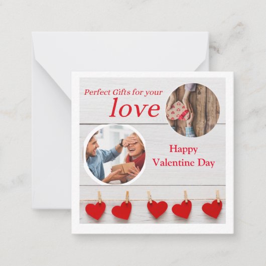 あなたの写真とテキスト ハッピーバレンタインデー ノートカード (正面)