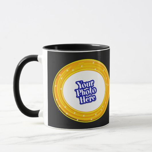 あなたの写真とハロウィーンオレンジと黄色の渦巻き マグカップ (左)