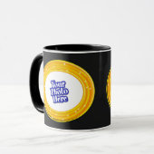 あなたの写真とハロウィーンオレンジと黄色の渦巻き マグカップ (正面左)